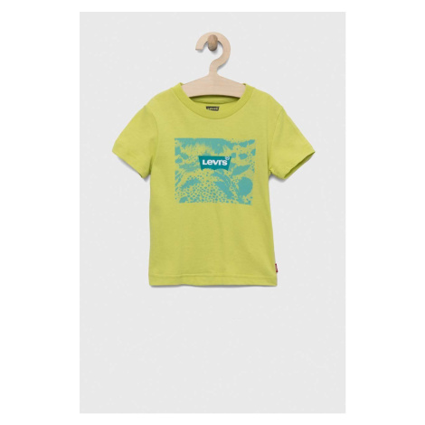 Detské bavlnené tričko Levi's zelená farba, s potlačou Levi´s