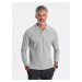 Ombre Men's longsleeve with polo collar - grey melange