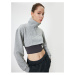 Koton Crop Sweatshirt Oversize Half Zipper Stand Collar Long Sleeve