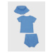 Sada chlapčenského trička, šortiek a klobúka v modrej farbe GAP