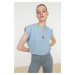 Trendyol Blue 100% Cotton Sleeveless Basic Knitted T-Shirt