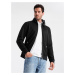 Ombre Men's jacket with high collar and fleece lining - black