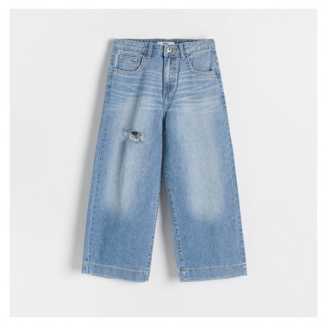 Reserved - Široké džínsy s vysokým pásom - Modrá