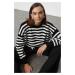 Trendyol Black Basic Striped Sweatshirt Look Knitwear Sweater