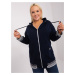 Navy blue plus size zip-up sweatshirt