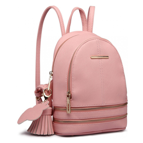 Konofactory Ružový mini kožený batoh s príveskom „Minimal“ 12L