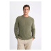 DEFACTO Standard Fit Regular Cut Crew Neck Textured Knitwear Sweater