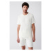 Avva White Unisex Crew Neck Cotton Standard Fit Regular Cut tričko s uterákom pravidelného strih
