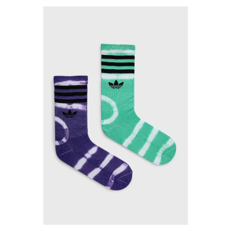 Ponožky adidas Originals (2-pak) HC9538-HIRGR/PURP, dámske, zelená farba