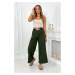 Viscose trousers with wide legs in khaki color