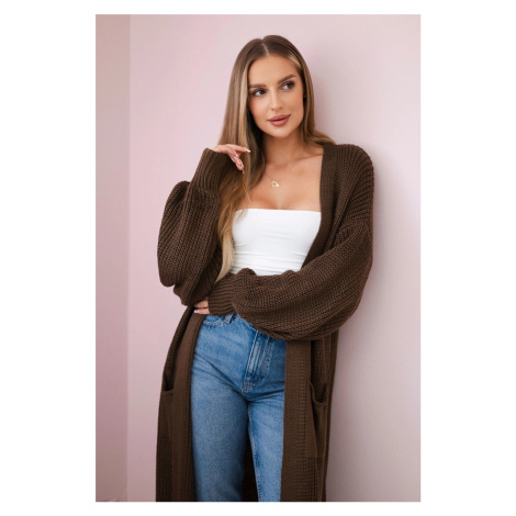 Long cardigan sweater brown