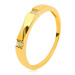 Zlatý prsteň 585 - číre zirkóny, lesklá vlnka, hladké ramená, 3 mm - Veľkosť: 62 mm