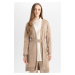 DEFACTO Regular Fit Basic Plain Belted Long Knitted Cardigan