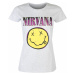 Tričko metal ROCK OFF Nirvana Xerox Happy Face Pink HEATHER Čierna