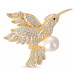 JwL Luxury Pearls Očarujúce pozlátená brošňa kolibrík s pravou perlou JL0516