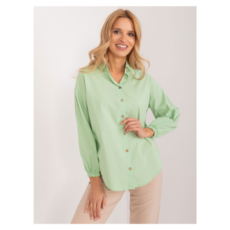 Pistachio oversize shirt with button fastening