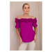 Spanish blouse with a small ruffle of dark purple color