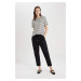 DEFACTO High Waist Linen Look Trousers with Jogger Pockets