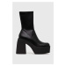 Členkové topánky Steve Madden Tekno dámske, čierna farba, na podpätku, SM11002608