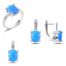 Luxusná sada šperkov s modrým opálom a zirkónmi