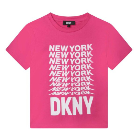 DKNY Tričko D35S76 S Ružová Regular Fit