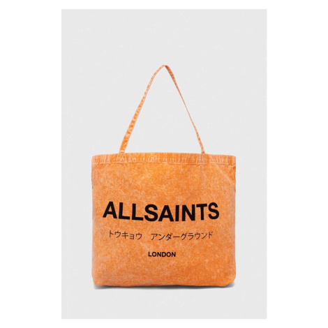 Bavlnená taška AllSaints oranžová farba