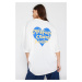 Trendyol White 100% Cotton Front and Back Embossed Printed Oversize/Wide Pattern Knitted T-Shirt