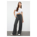 Trendyol Anthracite Premium Wide Leg Stretchy Knitted Trousers