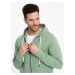 Ombre BASIC men's unbuttoned hooded sweatshirt - green