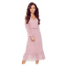 Chiffon midi dress with a neckline and ruffle Numoco