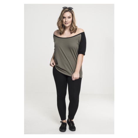 Women's 3/4 contrast raglan T-shirt olive/black Urban Classics