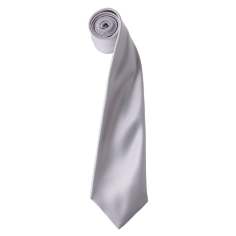 Premier Workwear Saténová kravata - Strieborná
