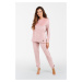 Women's Akara set, long sleeves, long trousers - powder pink