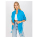 Blue scarf with decorative trim