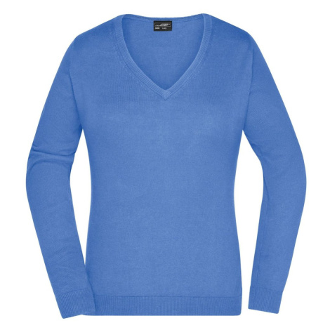 James & Nicholson Dámsky bavlnený sveter JN658 - Ľadovo modrá