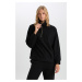 DEFACTO Regular Fit Half Zipper Stand Collar Basic Plain Sweatshirt