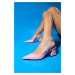 LuviShoes DEXY Pink Patent Leather Women's Slingback Thick Heel Shoes