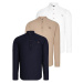 TRIPLE SET G783 DEWBERRY JUDGE COLLAR SHIRT-NAVY-WHITE-BEIGE