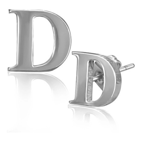 Oceľové náušničky - písmeno D, puzetky