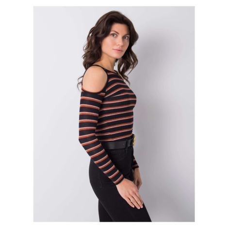 Black blouse with stripes by Leela RUE PARIS