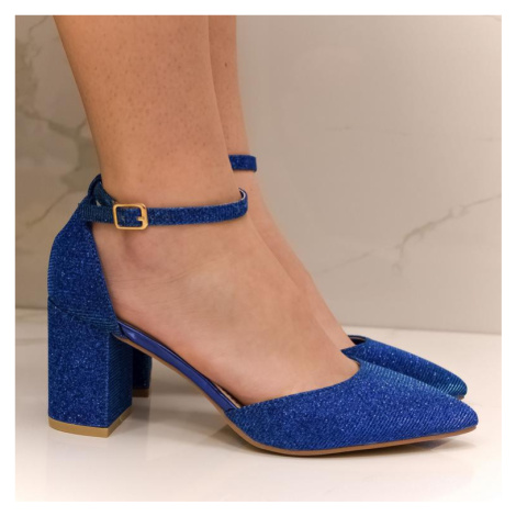 Dámske modré trblietavé sandále JENNIE