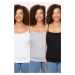 Trendyol Curve Black - Gray - White 3 Pack 100% Cotton Knitted Undershirt