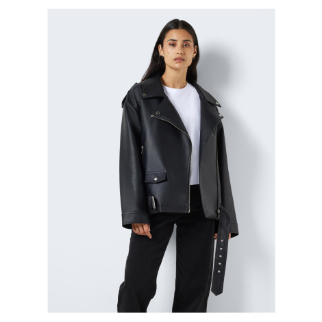Black Leatherette Oversize Jacket Noisy May Paulina - Ladies