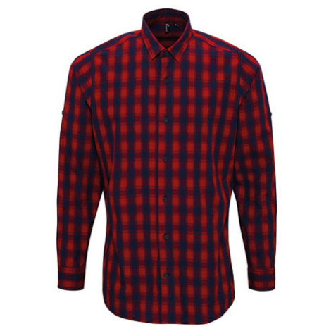 Premier Workwear Pánska bavlnená košeľa s dlhým rukávom PR250 Red