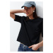 Trendyol Black 100% Single Jersey Padded Crop Knitted T-Shirt