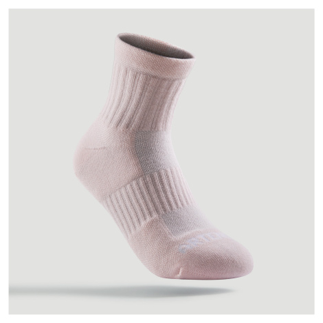 Detské športové ponožky RS 500 stredne vysoké 3 páry ružové, biele a modré ARTENGO