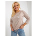 Beige blouse plus size with heart-shaped application