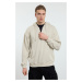 Trendyol Stone Basic Oversize/Wide Cut Zippered Hooded Basic Sweatshirt