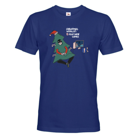 Pánské vianočné tričko s potlačou Christmas wishlist: play some games