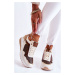 Women's Leather Sport Shoes On A Wedge White-Brown Catrine